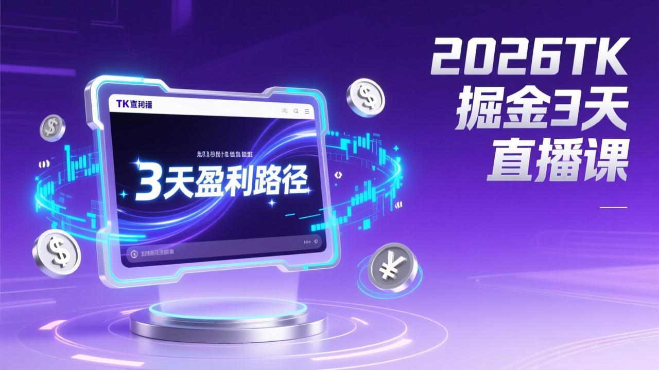 （17147期）2026TK掘金直播课，起号涨粉+直播带货+商单变现+3天打通盈利路径，月入过万美金-赛德副业库