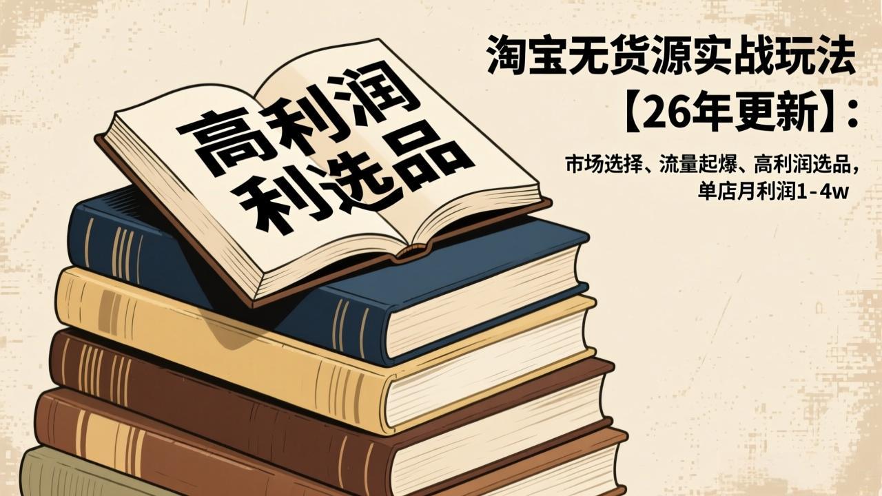 (17046期)淘宝无货源实战玩法【26年更新】:市场选择、流量起爆、高利润选品,单店月利润1-4w-赛德副业库