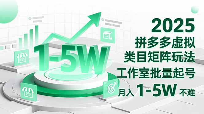 （16548期）2025 拼多多虚拟类目矩阵玩法，工作室批量起号，月入 1-5W 不难-赛德副业库