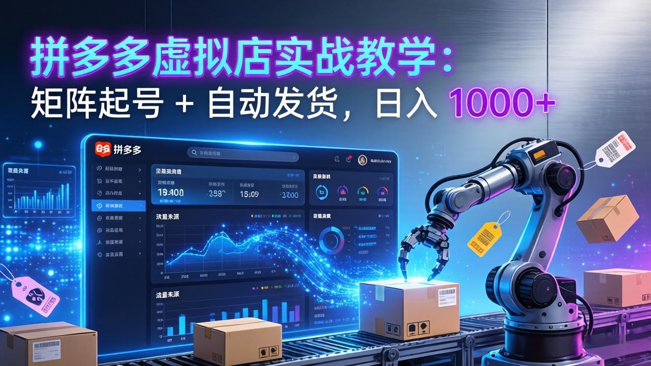 （17628期）拼多多虚拟店实战教学：矩阵起号 + 自动发货，日入 1000+-赛德副业库