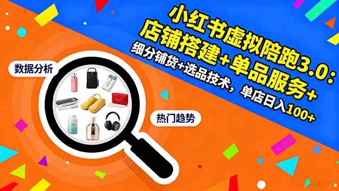 （16451期）小红书虚拟陪跑3.0：店铺搭建+单品服务+细分铺货+选品技术，单店日入100+-赛德副业库