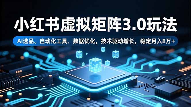 （16656期）小红书虚拟矩阵3.0玩法，AI选品、自动化工具、数据优化，技术驱动增长，稳定月入8万+-赛德副业库