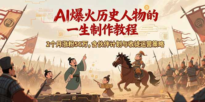 （15336期）AI历史人物赛道课程，2个月涨粉56万，含伙伴计划与收徒运营策略-赛德副业库