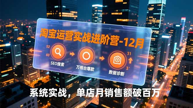 （16974期）淘宝运营实战进阶营-12月：SEO搜索、万相台爆款、数据诊断，系统实战，单店月销售额破百万-赛德副业库