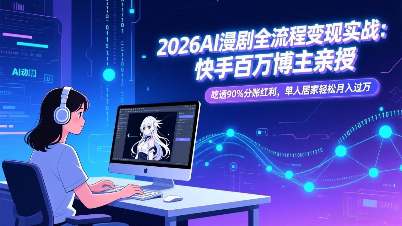 （17266期）2026AI漫剧全流程变现实战：快手百万博主亲授，吃透90%分账红利，单人居家轻松月入过万-赛德副业库