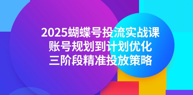 （14987期）2025蝴蝶号投流实战课，账号规划到计划优化，三阶段精准投放策略-赛德副业库