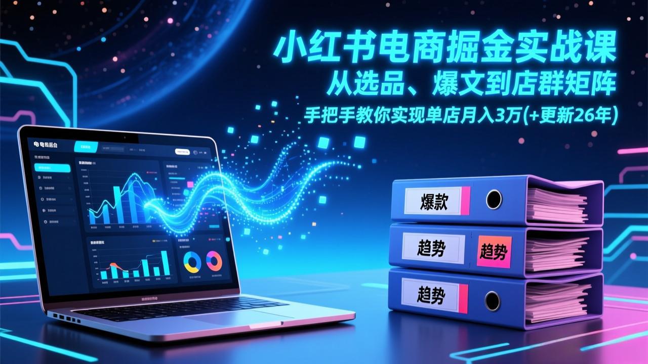 (17290期)小红书电商掘金实战课,从选品、爆文到店群矩阵,手把手教你实现单店月入3万+(更新26年)-赛德副业库