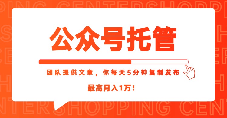 （15109期）【公众号托管 】我提供文章，你每天５分钟复制发布，最高月入1W-赛德副业库