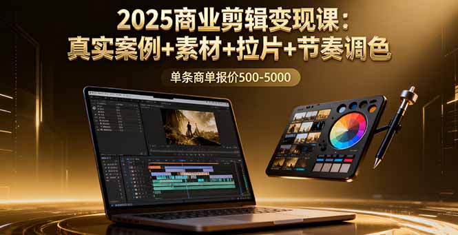 （16130期）2025商业剪辑变现课：真实案例+素材+拉片+节奏调色，单条商单报价500-5000-赛德副业库