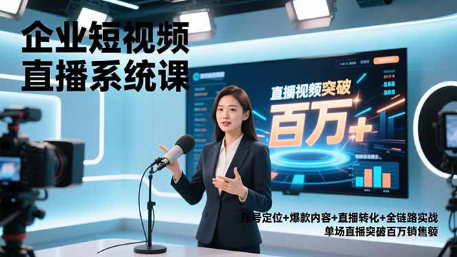 （16878期）企业短视频直播系统课，账号定位+爆款内容+直播转化+全链路实战，单场直播突破百万销售额-赛德副业库