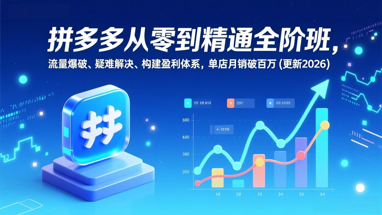 （17148期）拼多多从零到精通全阶班，流量爆破、疑难解决，构建盈利体系，单店月销破百万(更新2026)-赛德副业库