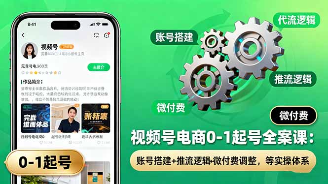（16262期）视频号电商0-1起号全案课：账号搭建+推流逻辑+微付费调整，等实操体系-赛德副业库