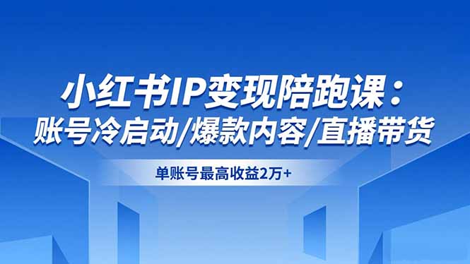 （16550期）小红书IP变现陪跑课：账号冷启动/爆款内容/直播带货，单账号最高收益2万+-赛德副业库