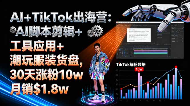 （16108期）AI+TikTok出海营:AI脚本剪辑+工具应用+潮玩服装货盘,30天涨粉10w月销$1.8w-赛德副业库