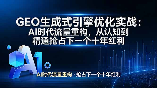(17708期)GEO 生成式引擎优化实战:AI时代流量重构,从认知到精通抢占下一个十年红利-赛德副业库