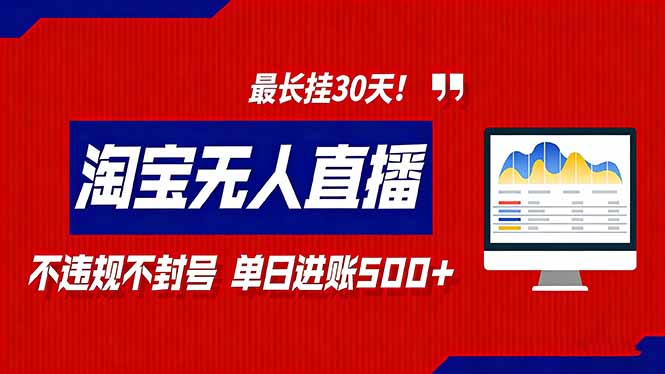（16866期）2026淘宝无人直播带货，不违规不封号，每日收益500+，最长挂30 天！-赛德副业库