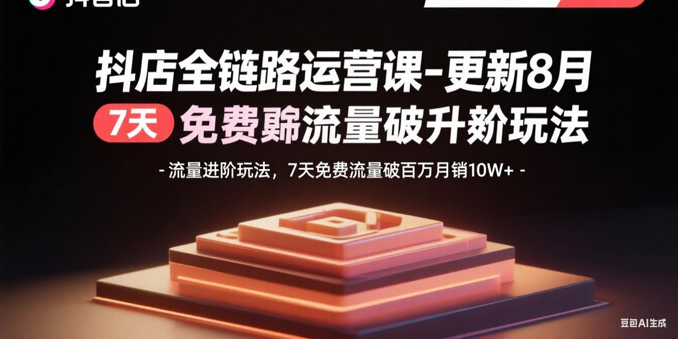 （15918期）抖店全链路运营课-更新8月：流量进阶玩法，7天免费流量破百万月销10W+-赛德副业库