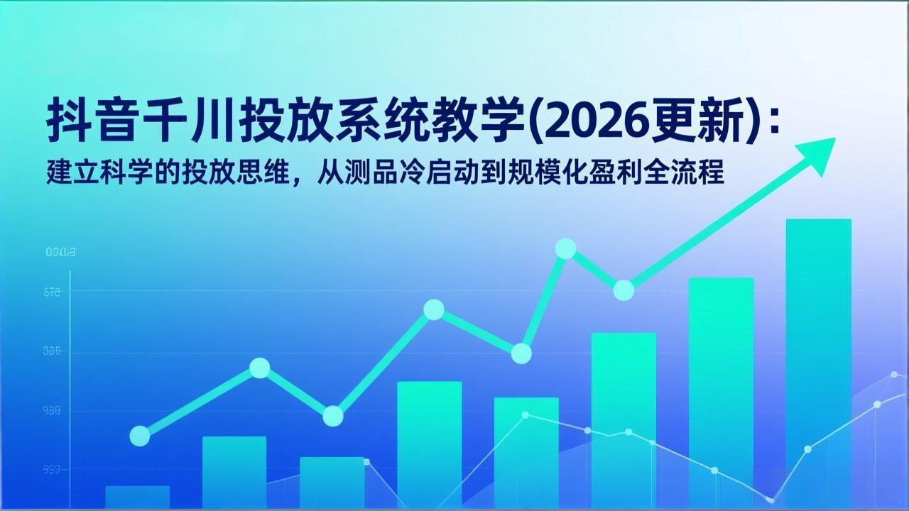 (17314期)抖音千川投放系统教学(2026更新):建立科学的投放思维,从测品冷启动到规模化盈利全流程-赛德副业库