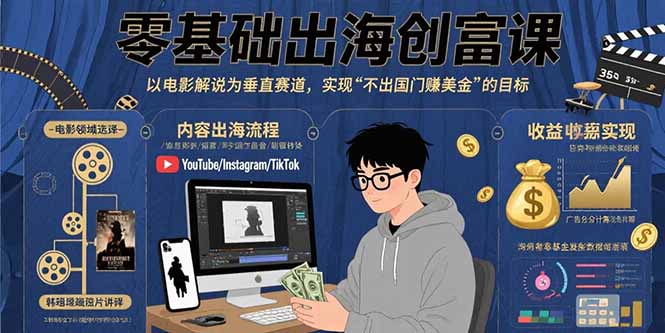 (15709期)零基础出海创富课:以电影解说为垂直赛道,实现不出国门赚美金的目标-赛德副业库