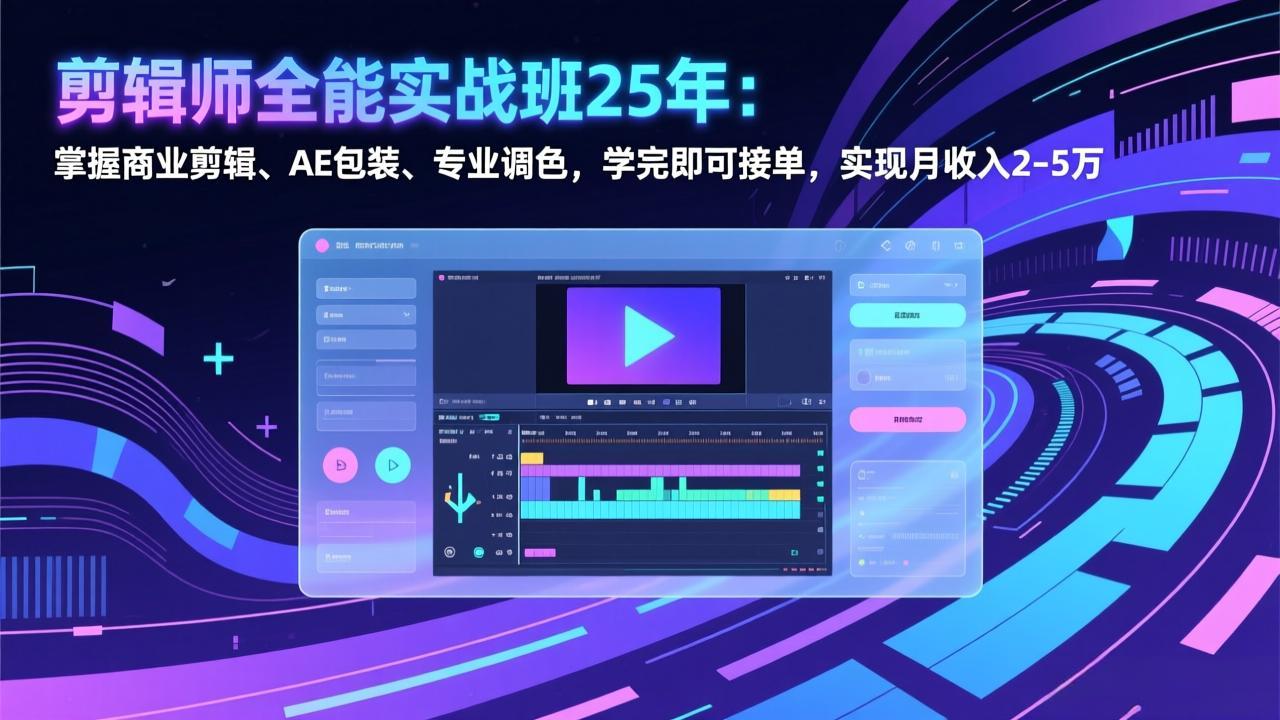 (17294期)剪辑师全能实战班25年:掌握商业剪辑、AE包装、专业调色,学完即可接单,实现月收入2-5万-赛德副业库