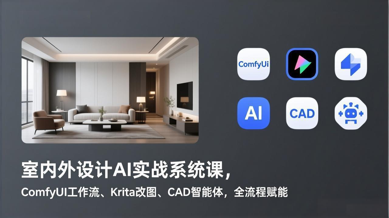 (17371期)室内外设计AI实战系统课,ComfyUI工作流、Krita改图、CAD智能体,全流程赋能-赛德副业库