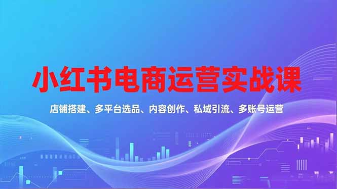 （16695期）小红书电商运营实战课，店铺搭建、多平台选品、内容创作、私域引流、多账号运营等玩法-赛德副业库