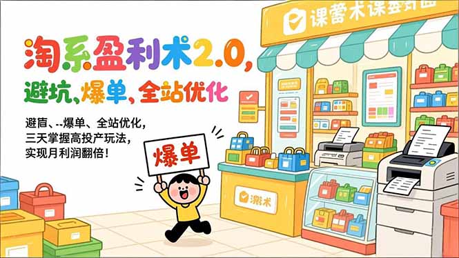 (17127期)淘系盈利术2.0,避坑、爆单、全站优化,三天掌握高投产玩法,实现月利润翻倍!-赛德副业库