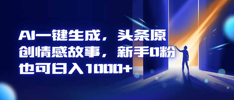 （16581期）AI一键生成，头条原创情感故事，新手0粉也可日入1000+-赛德副业库