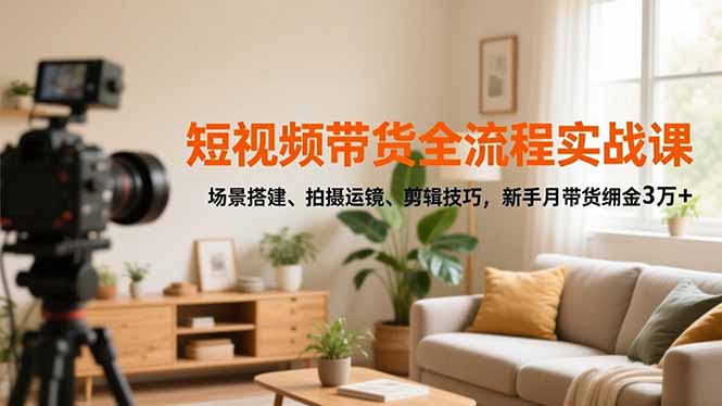 (16679期)短视频带货全流程实战课,场景搭建、拍摄运镜、剪辑技巧,新手月带货佣金3万+-赛德副业库