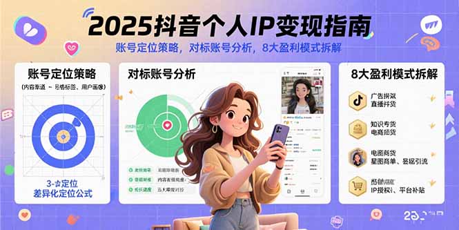 (15711期)2025抖音个人IP变现指南,账号定位策略,对标账号分析,8大盈利模式拆解-赛德副业库