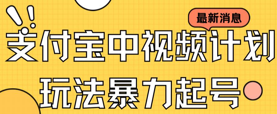 支付宝中视频玩法暴力起号影视起号有播放即可获得收益（带素材）-赛德副业库
