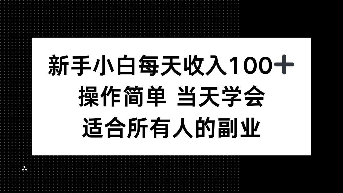 (15937期)新手小白每天收入100+,操作简单 当天学会 ,适合所有人的副业-赛德副业库