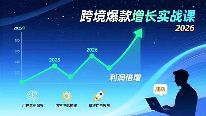 (17279期)跨境爆款增长实战课,教授用户意图洞察、内容飞轮搭建、精准广告投放,助力卖家2026年利润倍增-赛德副业库