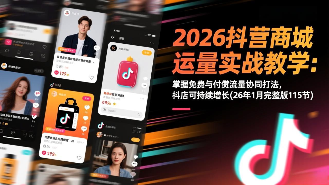 （17165期）2026抖音商城运营实战教学：掌握免费与付费流量协同打法，抖店可持续增长(26年1月完整版115节)-赛德副业库