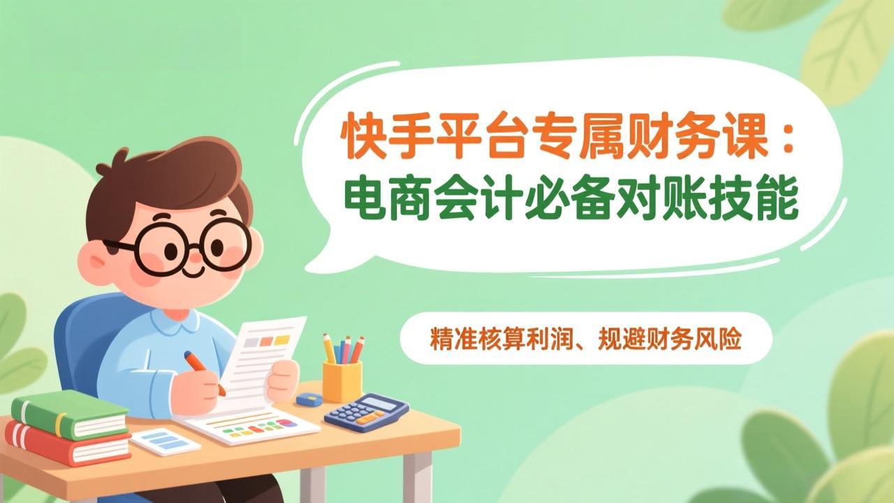 (17167期)快手平台专属财务课:电商会计必备对账技能,精准核算利润、规避财务风险-赛德副业库