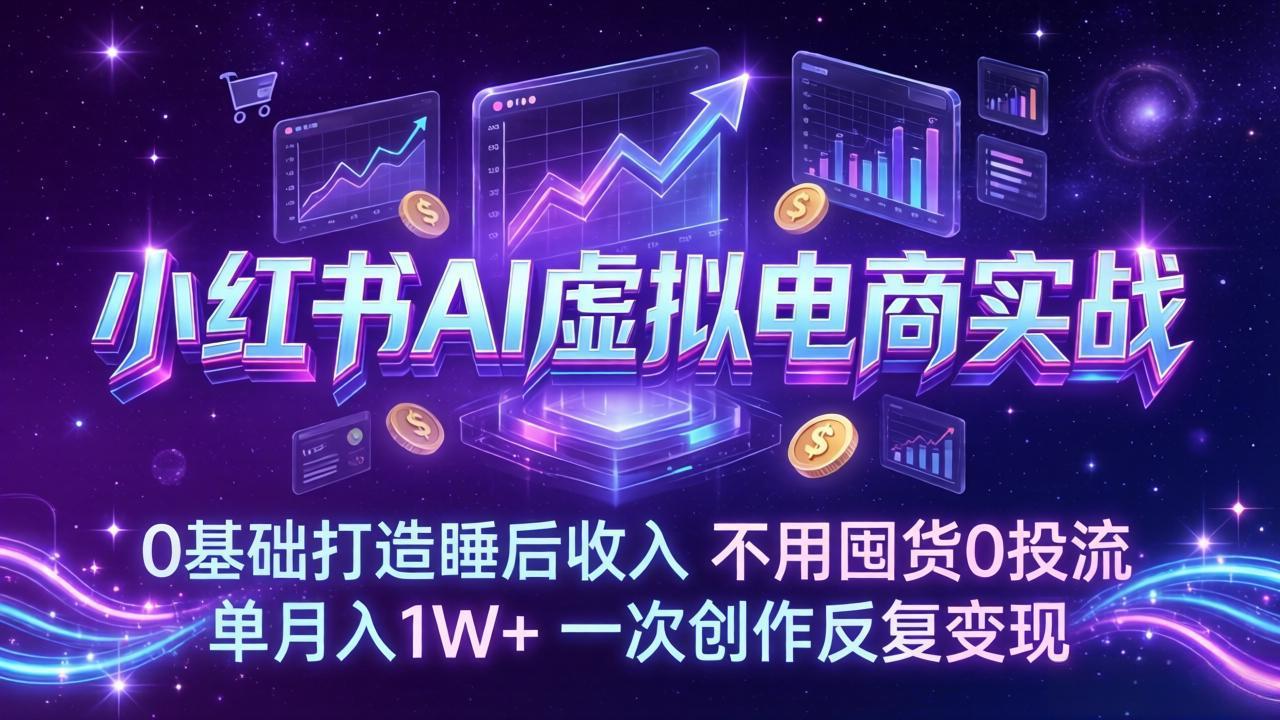 （17607期）小红书AI虚拟电商实战：0基础打造睡后收入，不用囤货0投流，单月入1W+，一次创作反复变现-赛德副业库