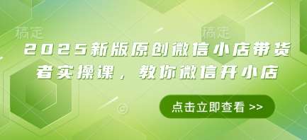2025新版原创微信小店带货者实操课,教你微信开小店-赛德副业库