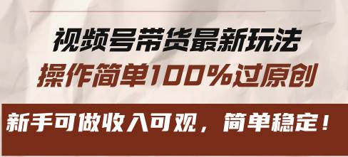（13337期）视频号带货最新玩法，操作简单100%过原创，新手可做收入可观，简单稳定！-赛德副业库