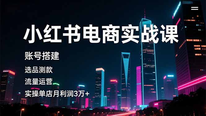 （16615期）小红书电商实战课，账号搭建，选品测款，流量运营，实操月利润3万+-赛德副业库