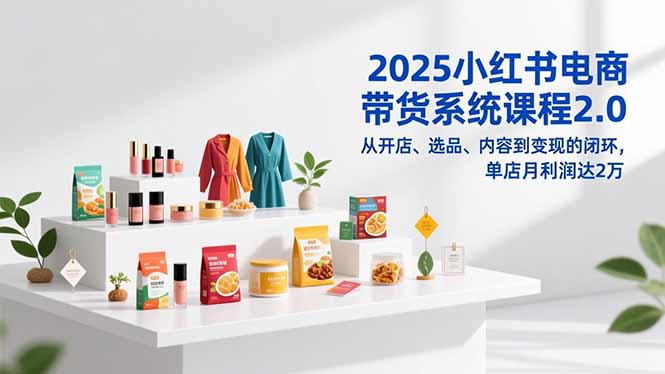 （16880期）2025小红书电商带货系统课程2.0，从开店、选品、内容到变现的闭环，单店月利润达2万-赛德副业库