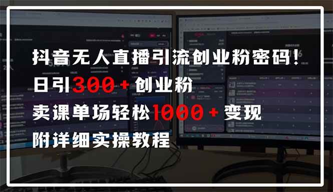 （14564期）抖音无人直播引流密码！日引300+创业粉 单场轻松1000+变现 附详细实操教程-赛德副业库