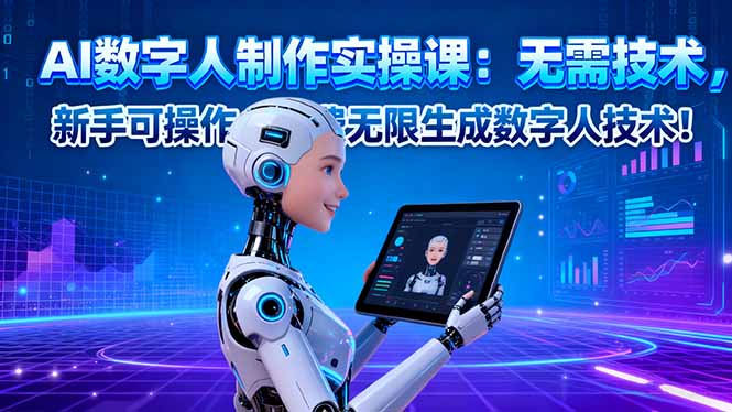 (16376期)AI数字人制作实操课:无需技术,新手可操作,免费无限生成数字人技术!-赛德副业库