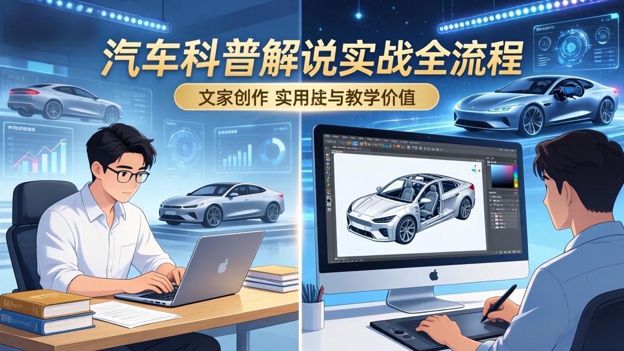 （17665期）抖音汽车科普解说实战：文案+动画+画面处理+去水印全流程，打造专业汽车科普视频-赛德副业库