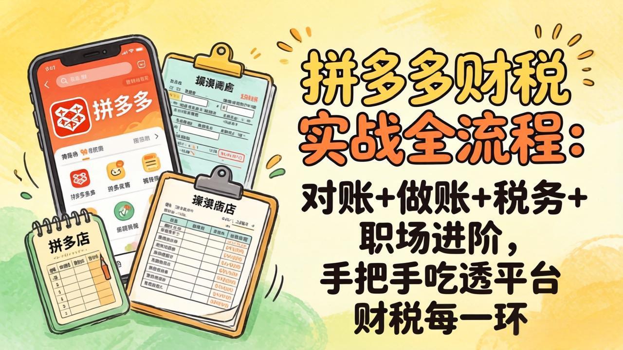 （17678期）拼多多财税实操全流程：对账+做账+税务+职场进阶，手把手吃透平台财税每一环-赛德副业库
