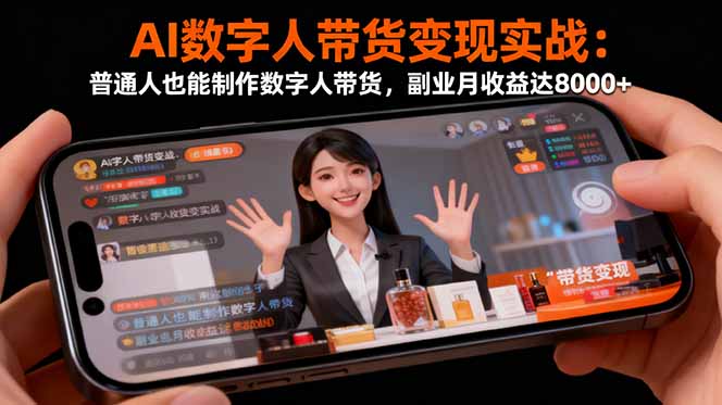 (16377期)AI数字人带货变现实战:普通人也能制作数字人带货,副业月收益达8000+-赛德副业库