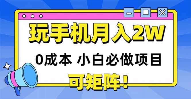 （14879期）玩玩手机月入20000+，0成本小白必做项目，可矩阵-赛德副业库