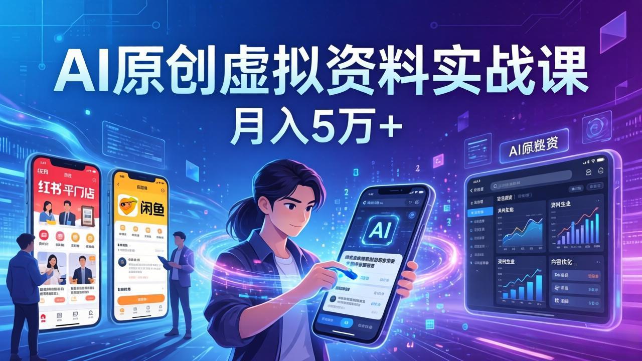 （17657期）AI原创虚拟资料实战课：2026新机会，小红书闲鱼开店，普通人用AI轻松变现，月入5万+-赛德副业库
