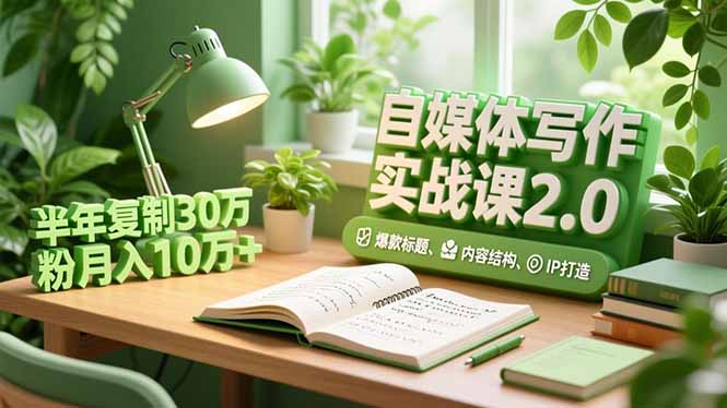 （16734期）自媒体写作实战课2.0，爆款标题、内容结构、IP打造，半年复制30万粉月入10万+-赛德副业库