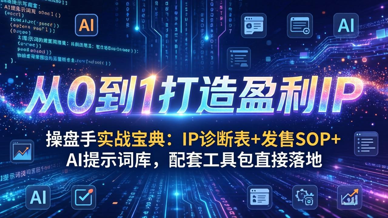 （17593期）操盘手实战宝典：IP诊断表+发售SOP+AI提示词库，配套工具包直接落地，从0到1打造盈利IP-赛德副业库