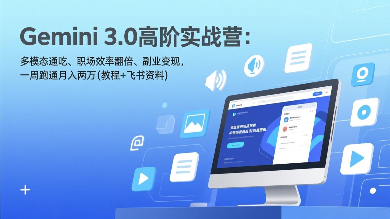 （17386期）Gemini 3.0高阶实战营：多模态通吃、职场效率翻倍、副业变现，一周跑通月入两万(教程+飞书资料)-赛德副业库